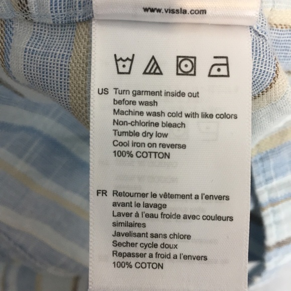 Vissla Button Down Shirt Mens Large Short Sleeve Blue Striped - Picture 10 of 12